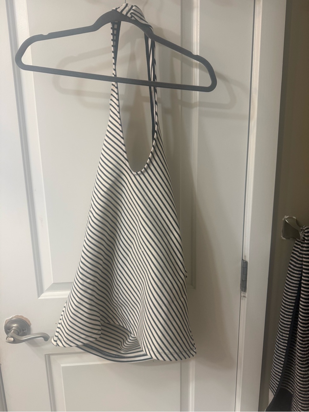 Mauve Black and White Striped Drapery Panel